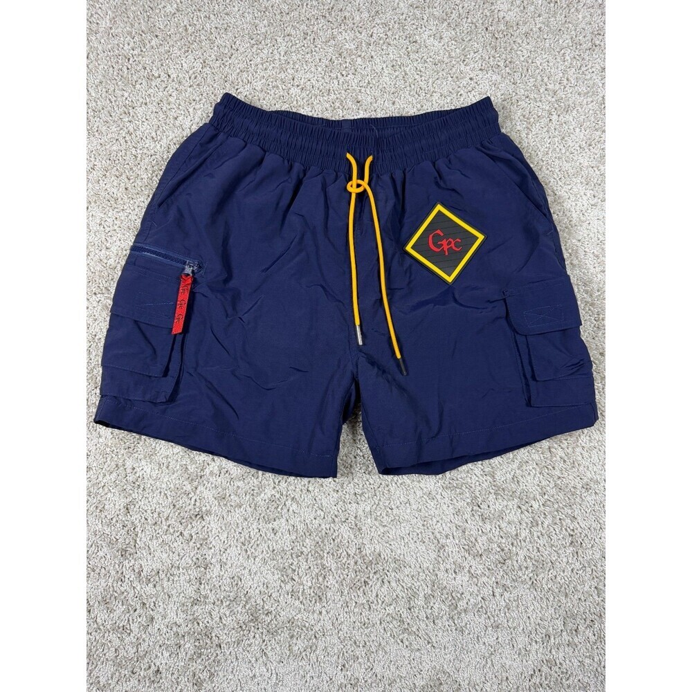 GPC Men's Navy Cargo Nylon Shorts Drawstring Utility Swim Casual Pockets